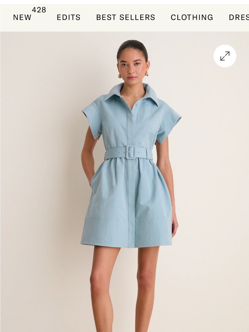 Tuckernuck Light Blue Belted Mini Shirt Dress